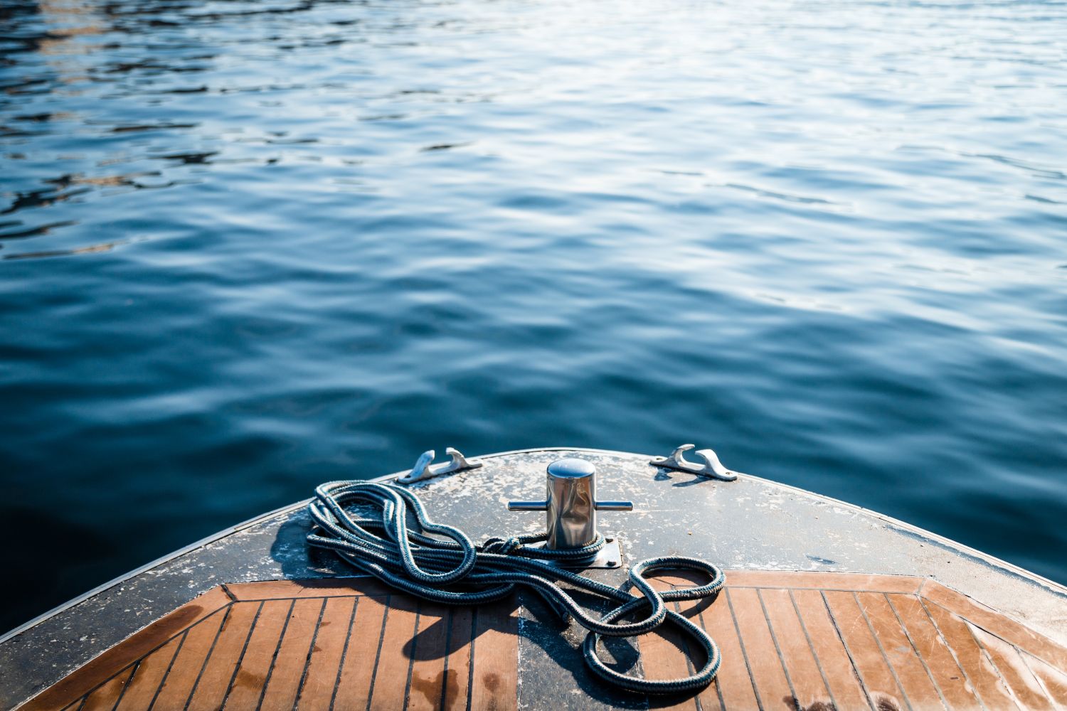 Front of a boat on water